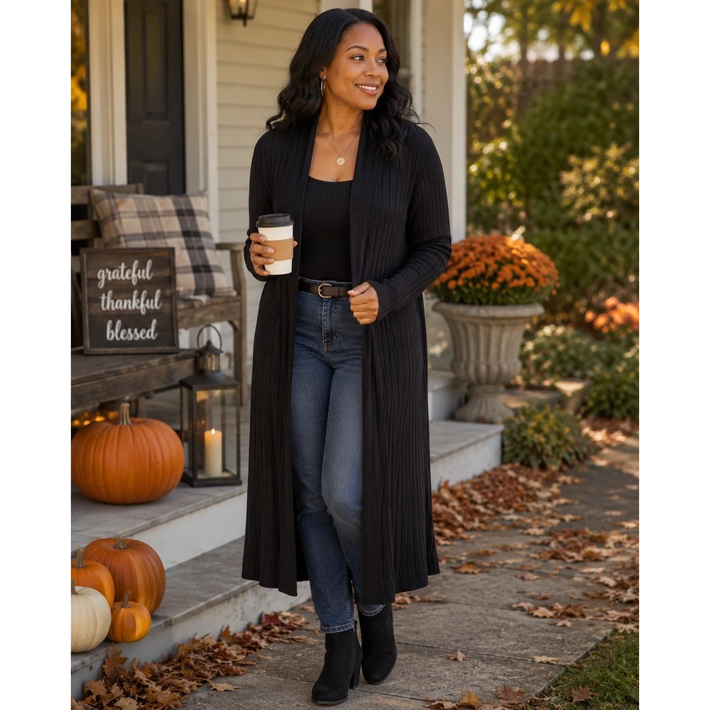 Soma Black Open Front Tie Back Long Sleeve Cardigan Wrap L/XL